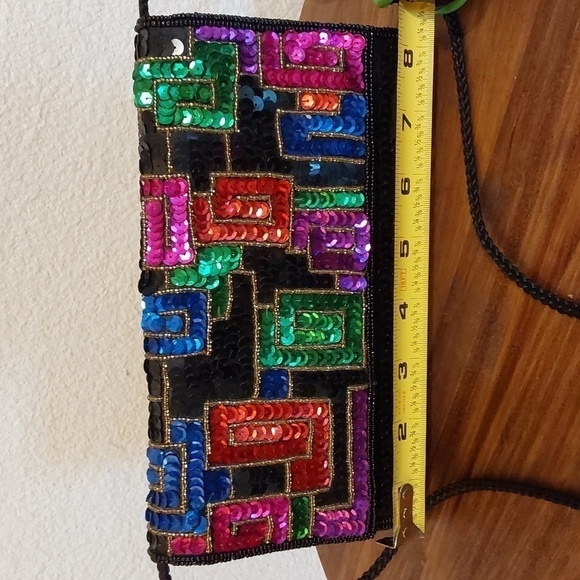 Womens Vibrant Multi-Color Sequin Bling RETRO Vintage EVENING Bag Clutch - Picture 4 of 7
